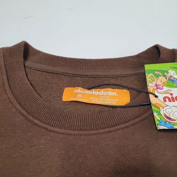 NEW XL REN & STIMPY NICKELODEON TV BROWN CREW GRAPHIC SWEATER SWEATSHIRT NWT - Picture 7 of 11